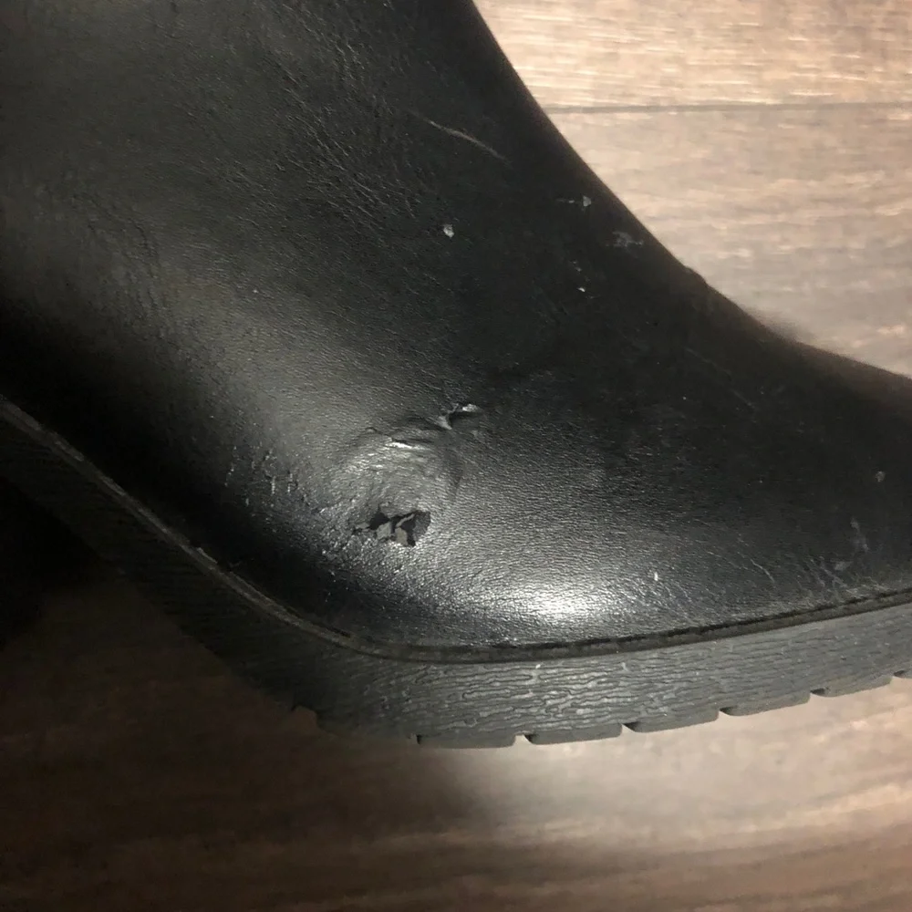 Charlotte Russe Black Leather Buckle Strap Ankle Boots